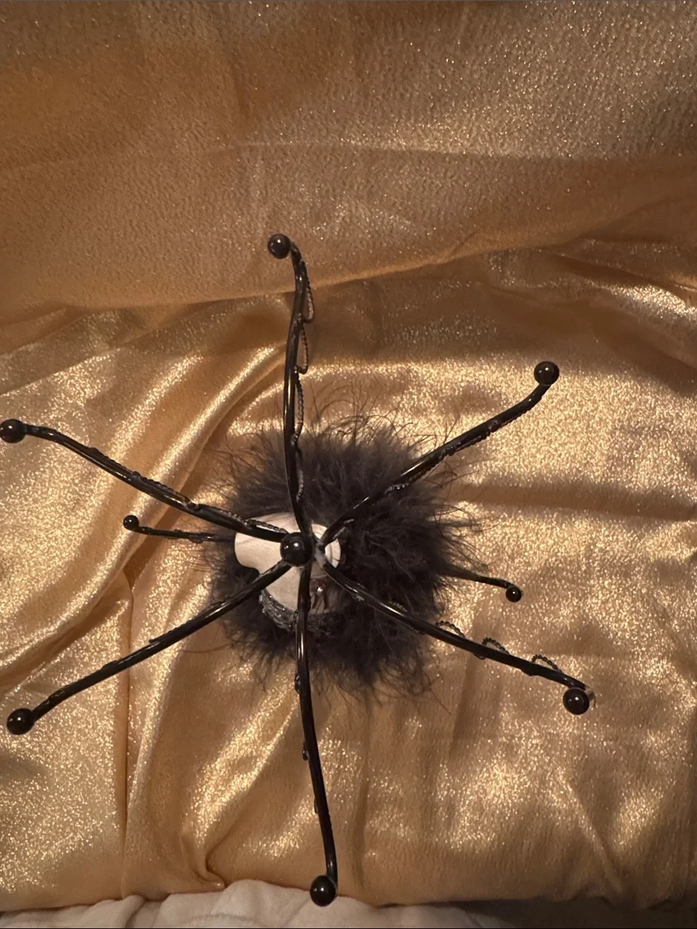 Elegant Black Feathered Dress Jewelry Stand